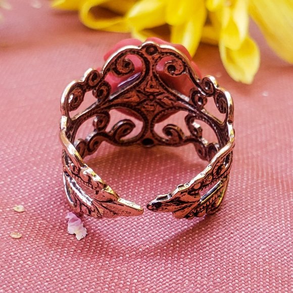 Vintaged Red Rose Lace Ring - Picture 3 of 7